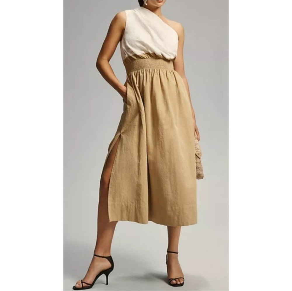 SOVERE‎ RESERVE ONE SHOULDER COTTON MIDI DRESS XS